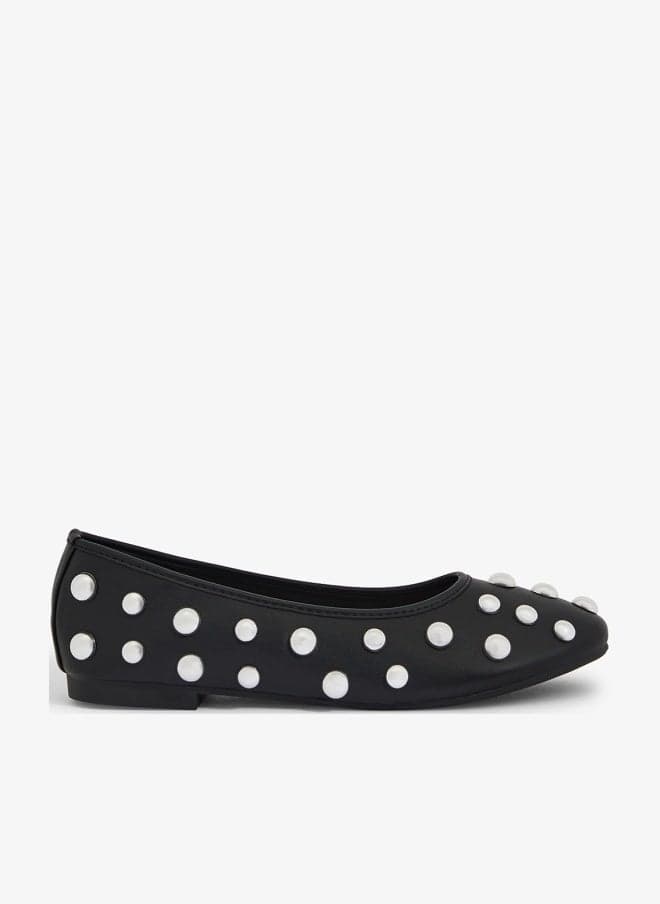 Metal Detail Embellished Ballet Flats - Image 1
