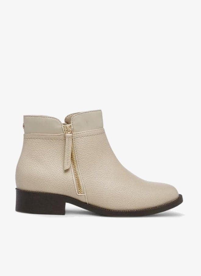 Solid Ankle Boots with Zip Closure - Image 1