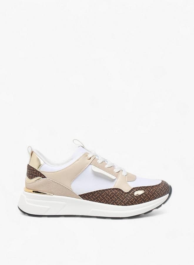Women’s Monogram Print Lace-Up Low-Top Sneakers - Image 1