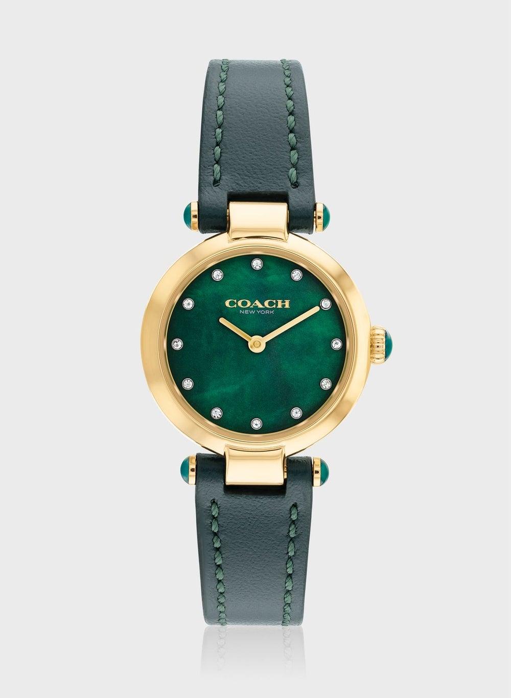 Cary Gold Tone Quartz Watch with Green Leather Strap 14503951 - Image 1