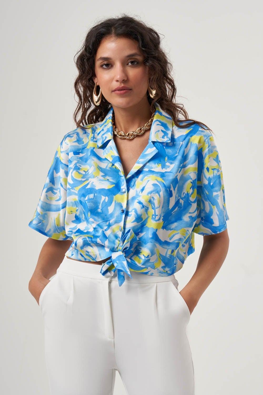 Patterned Blouse Crop Top for Women - Image 1