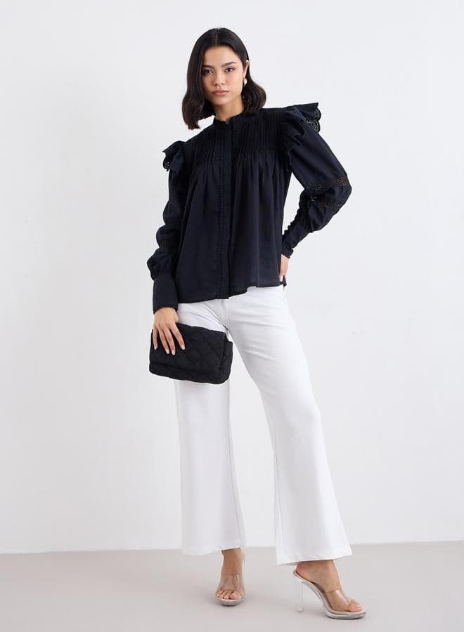 Mid Rise Straight Fit Stretchy White Trousers - Image 1
