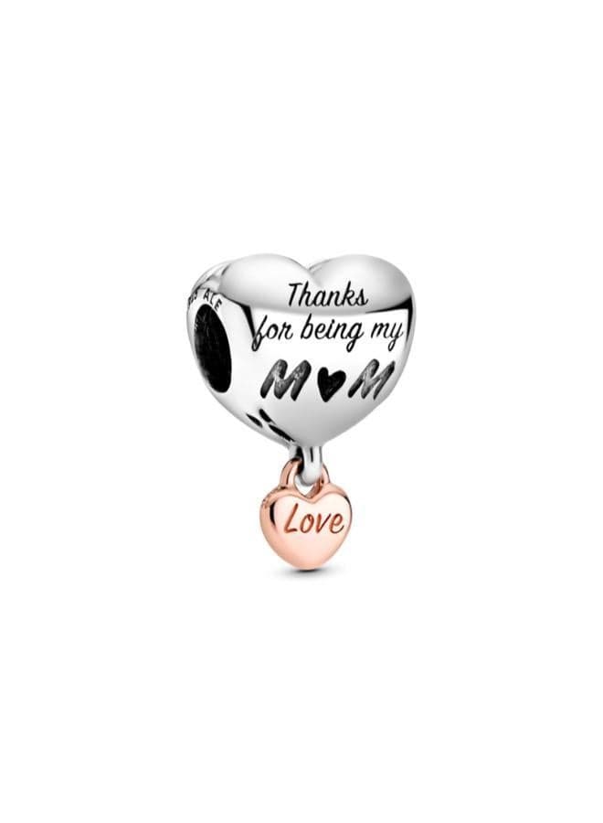 Love You Mum Two-Tone Heart Charm - Image 1