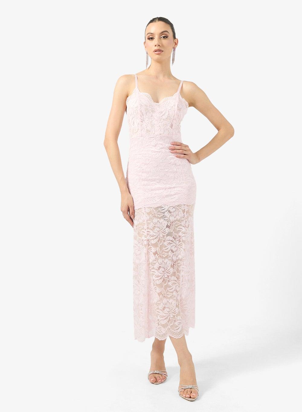 Strappy Lace Detail Midi Dress - Image 1
