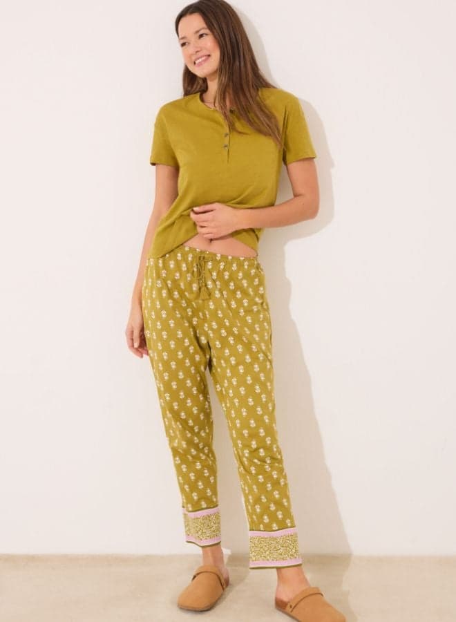 Long Carrot Cotton Stamps Pants - Image 1