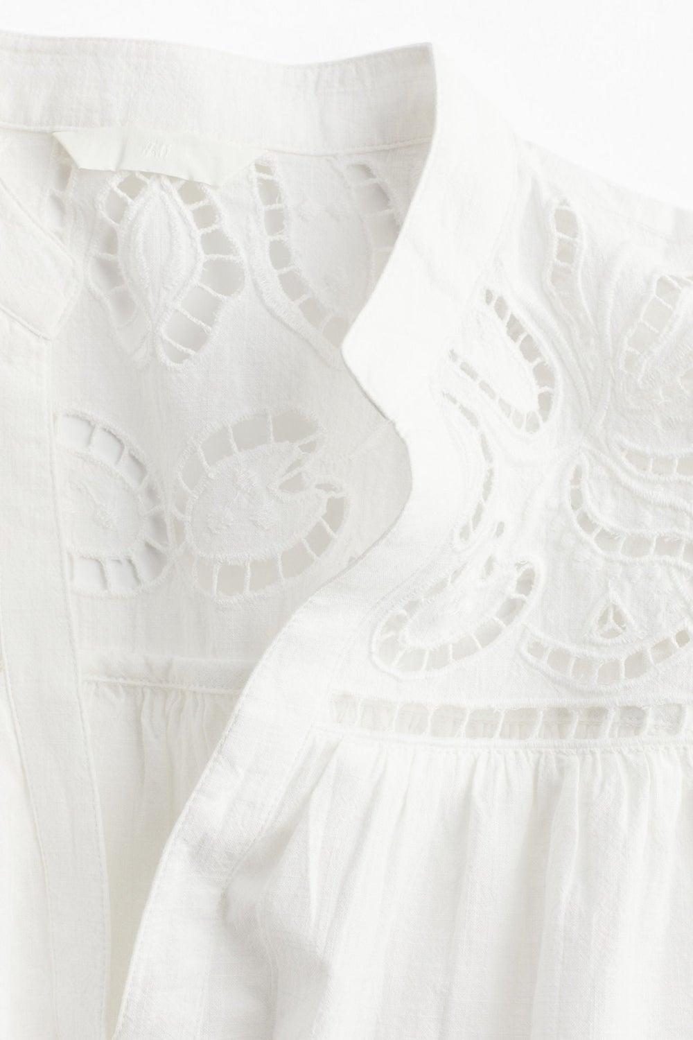 Broderie Anglaise Flutter-Sleeve Cotton Dress - Image 1
