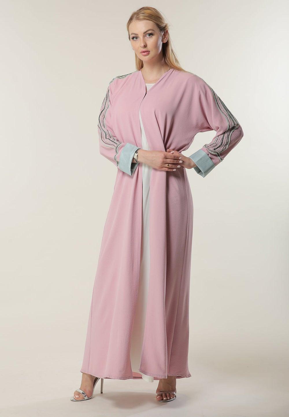 Embellished Open Front Abaya - Image 1