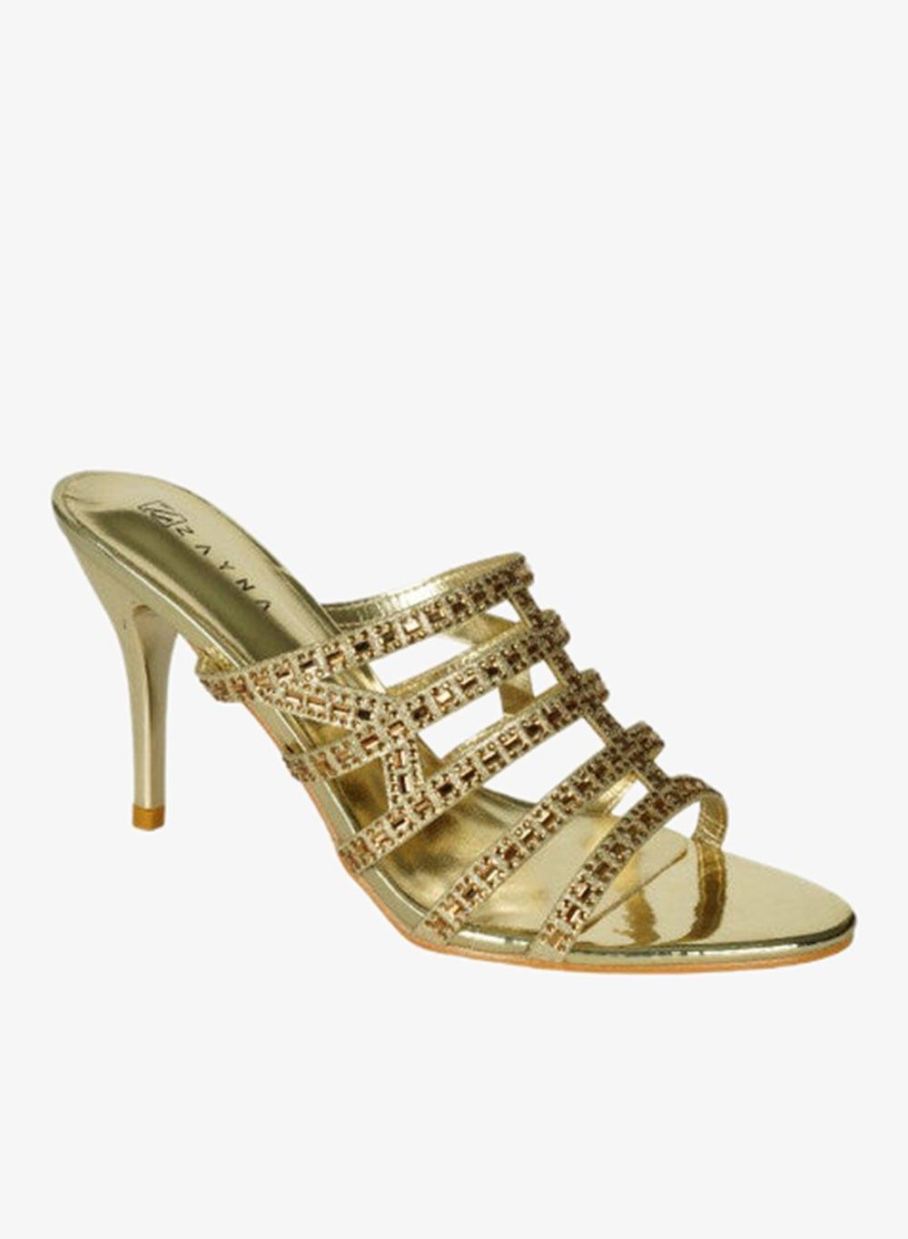 221-120 Zayna Ladies Gold High Block Heel Slip-On - Image 1