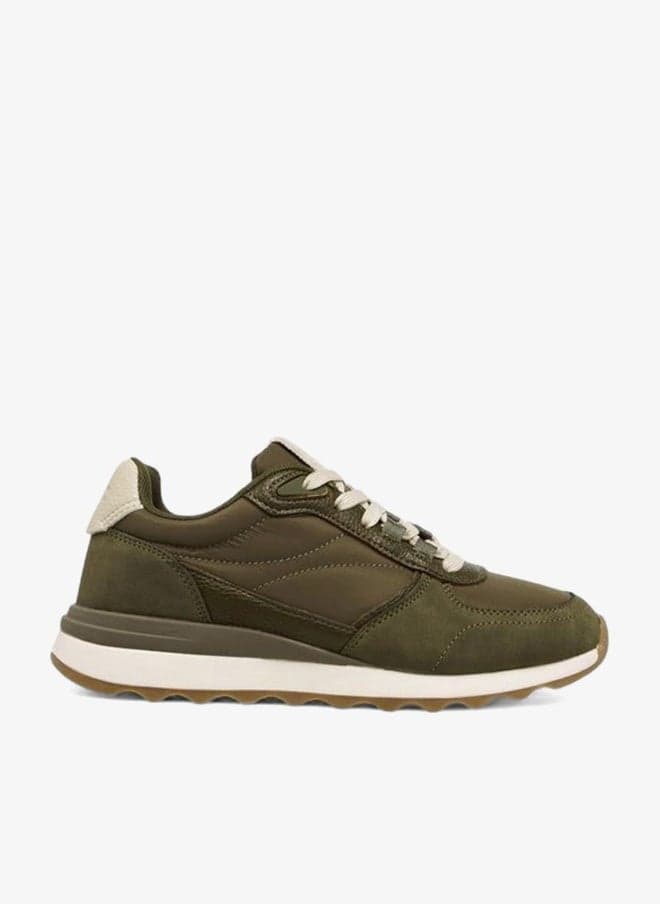 Women's Panelled Lace-Up Low-Top Sneakers - Image 1