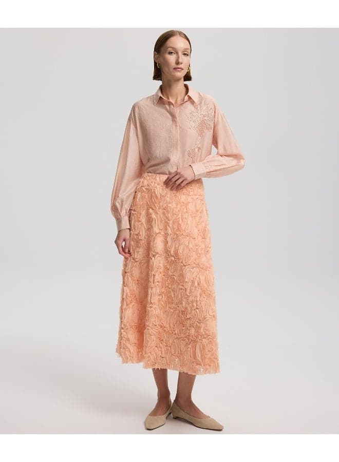 Flared Fit Textured Midi Skirt - Image 1