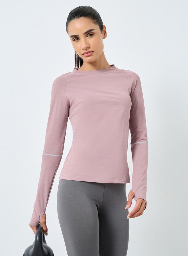 Melange Reflective Elbow Circle Stripe T-Shirt - Image 1