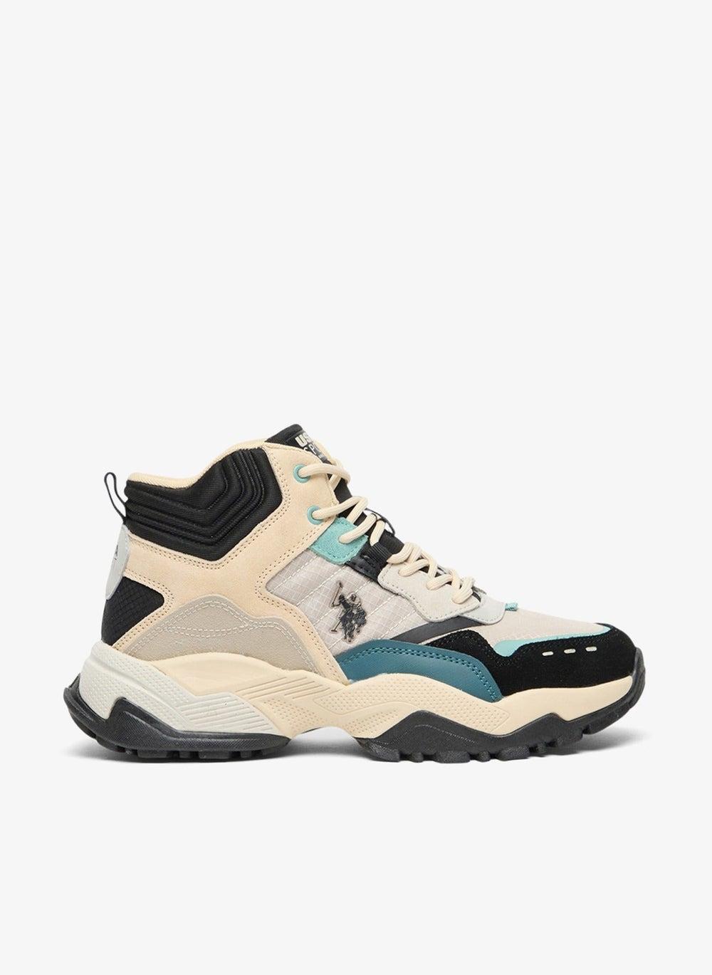 Women's Beige High-Top Sneakers with Durable Sole - Image 1