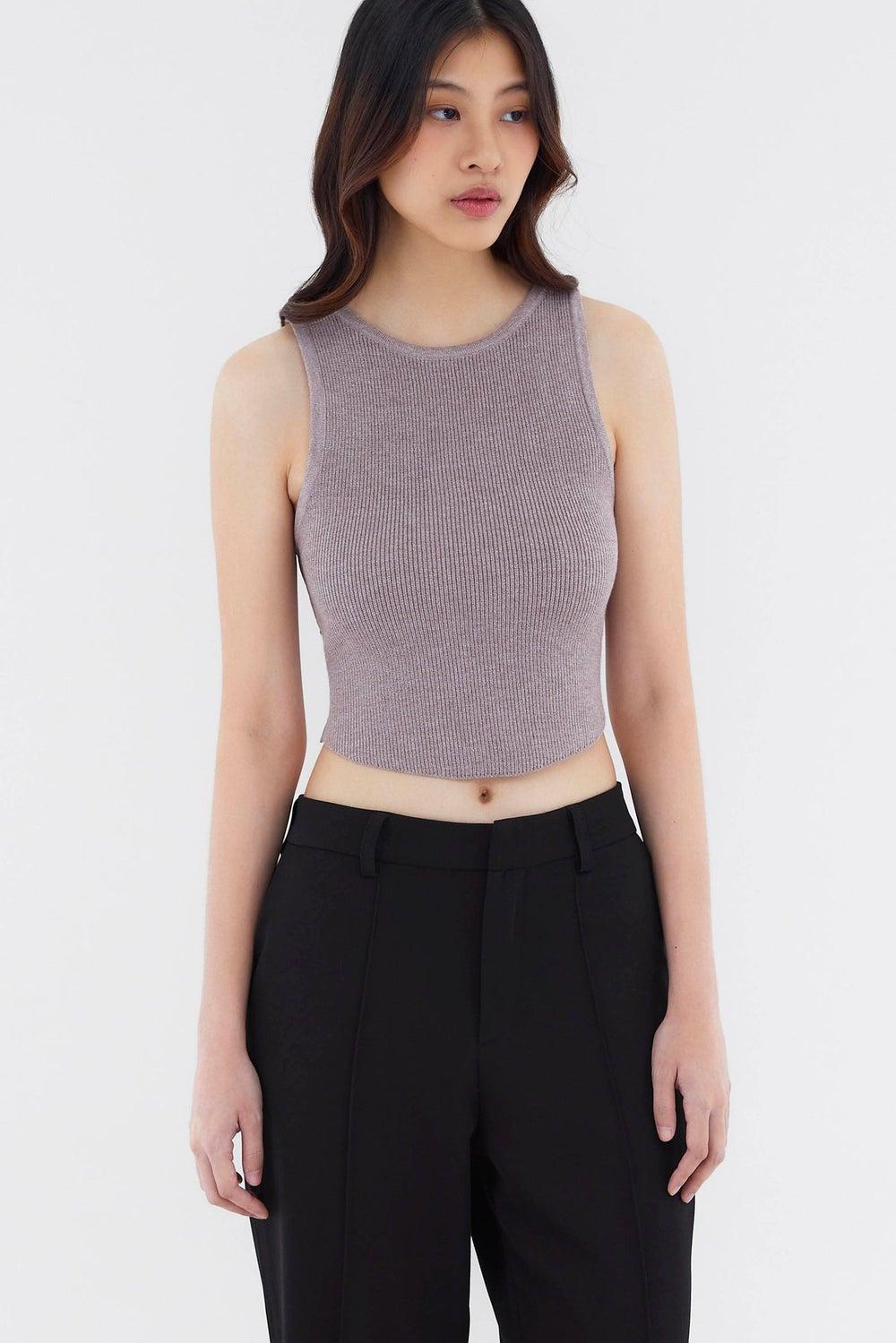Kezia Side-Slit Ribbed Knit Tank - Image 1