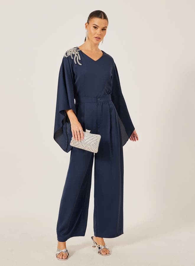 Embellished Top and Wide Leg Pants Co-Ord Set - Image 1