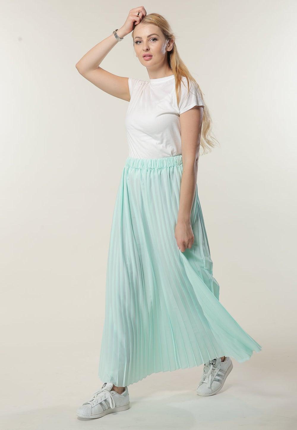 Pleated High Waist Maxi Skirt - Image 1