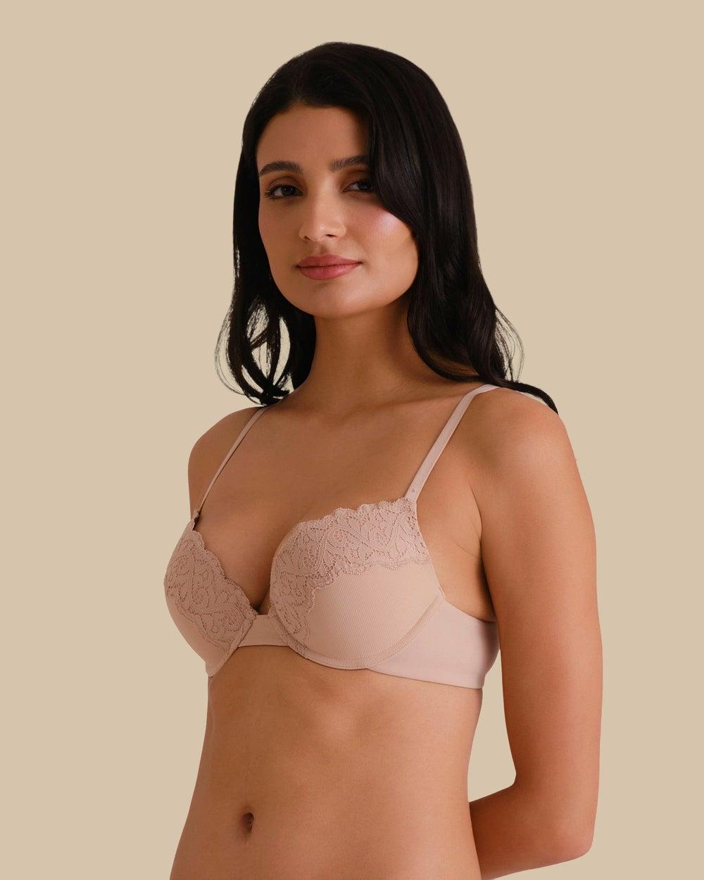 Isla & Evie Black Rib Push-Up Bra - Image 1