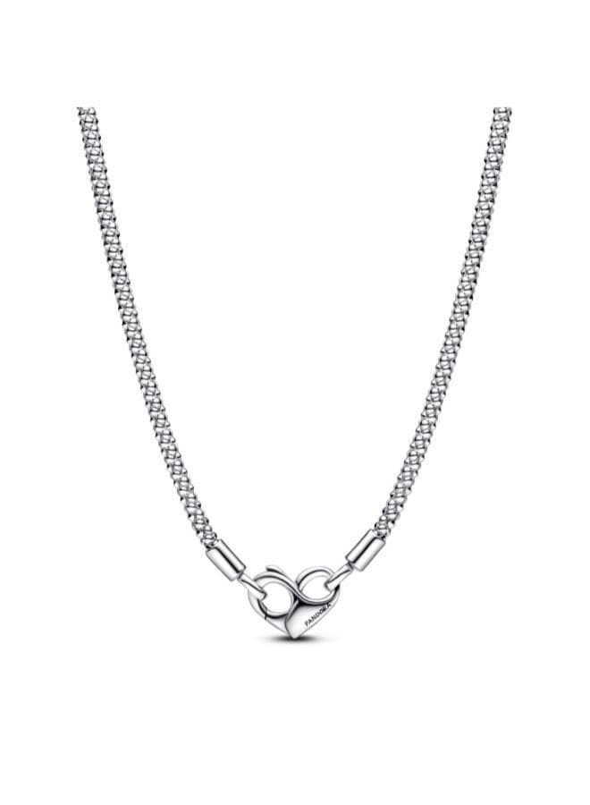 Studded Heart Clasp Sterling Silver Chain Necklace - Image 1