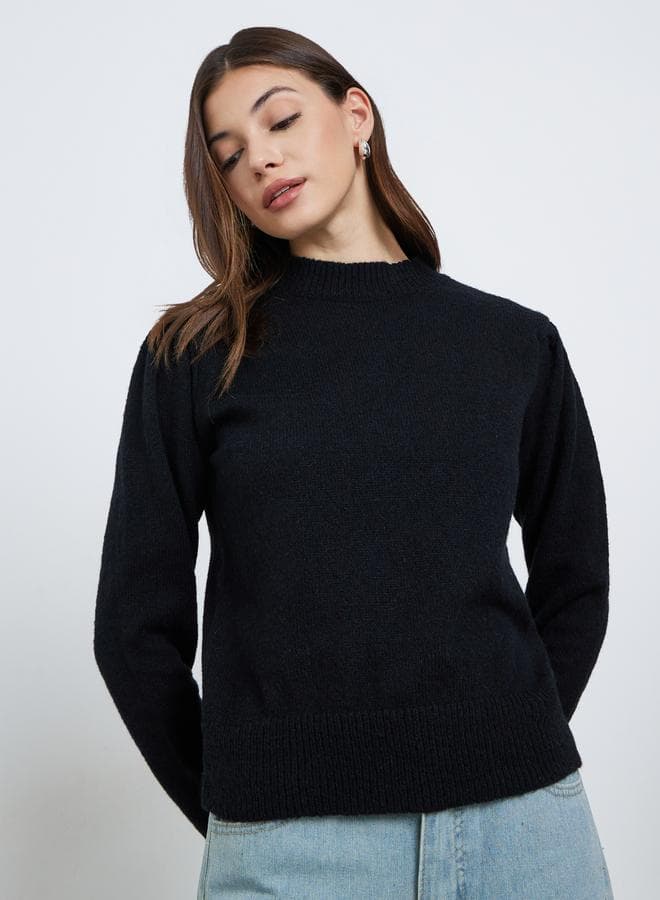 Styli Women Black Knit Long Sleeve Top - Image 1