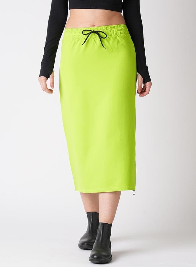 Solid Straight Midi Skirt with Drawstring - Image 1