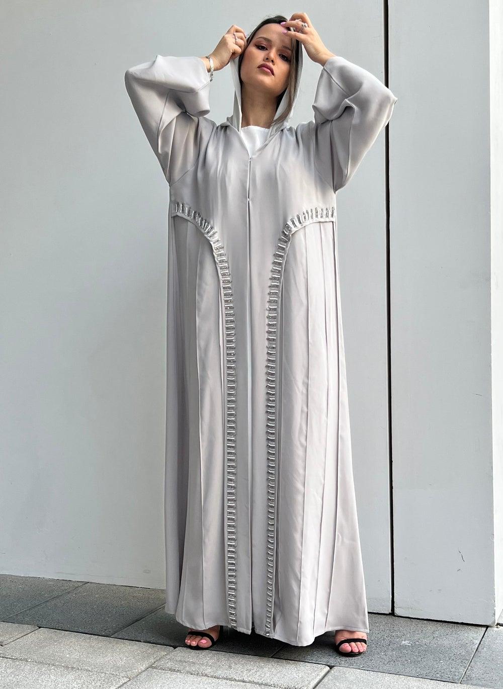 Embroidered Open Front Abaya - Image 1