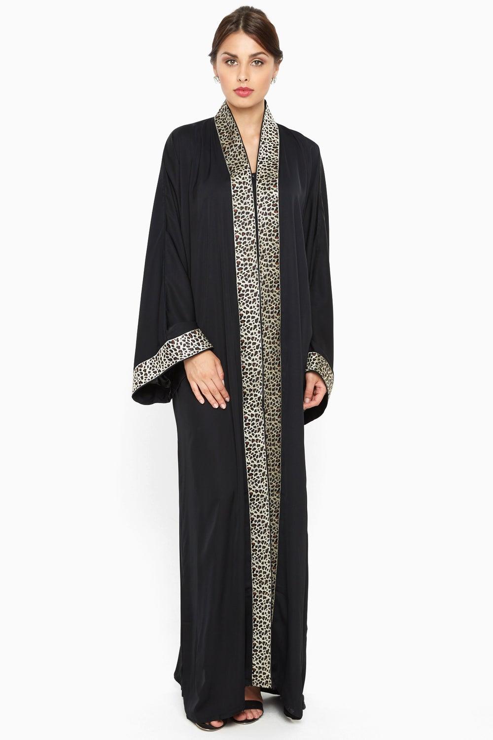Classy Animal Print Stripe Abaya AJ556A - Image 1