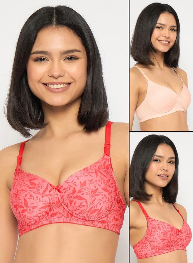 Clovia Pack of 2 Printed Padded Non-Wired Multiway T-Shirt Bras - Image 1