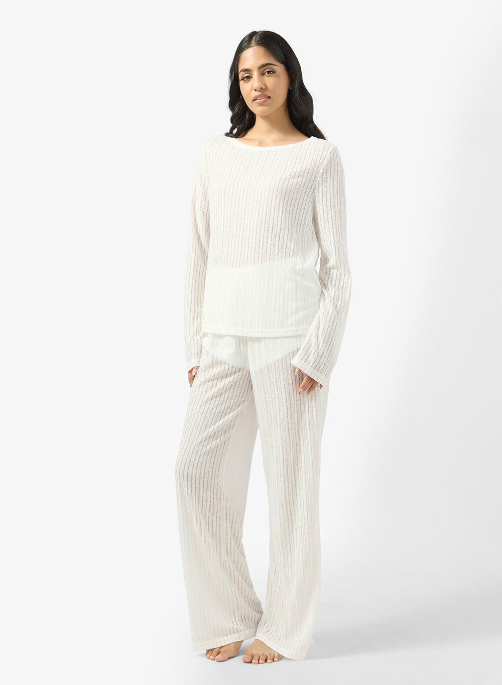 Relaxed Pointelle Top & Pant Lounge Set - Image 1