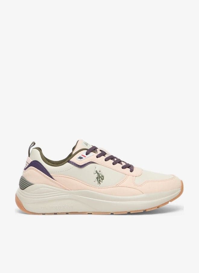 Women's Beige Low-Top Lace-Up Sneakers for Everyday Wear - Image 1