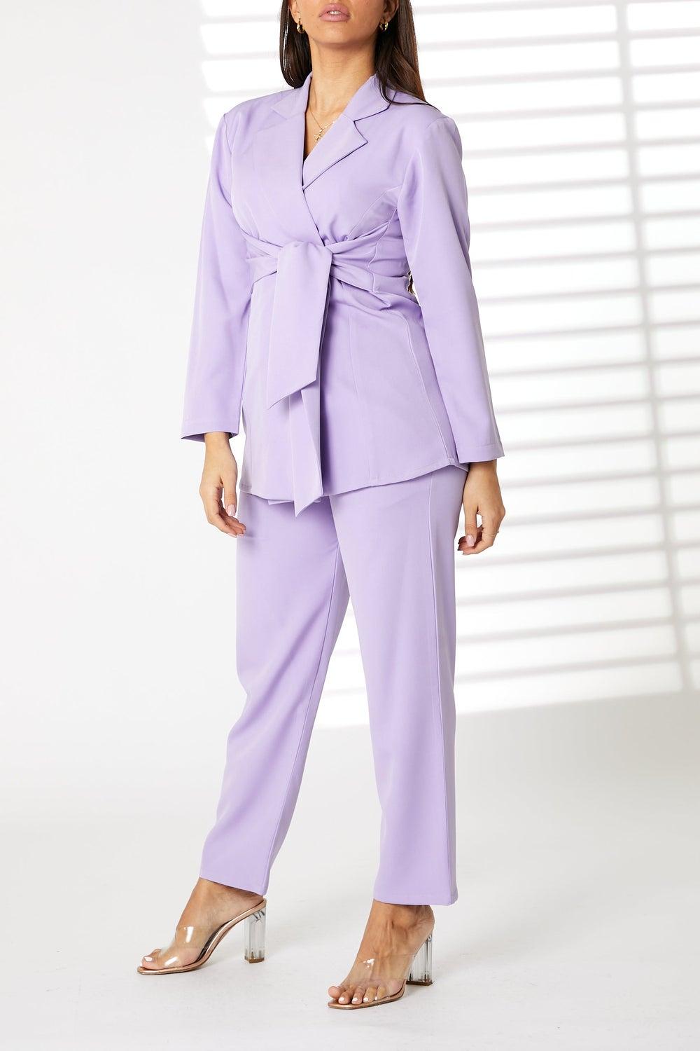Tie Detailed Blazer and Pants Set for Women - Image 1