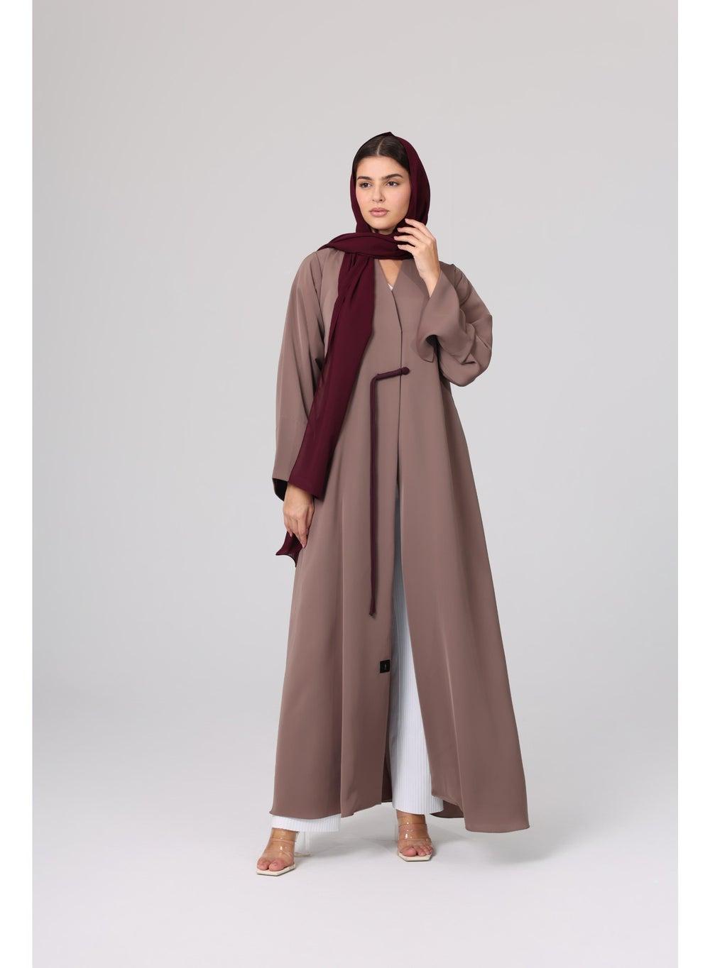 Solid Front Detail Straight Cut Abaya ABY1116 - Image 1