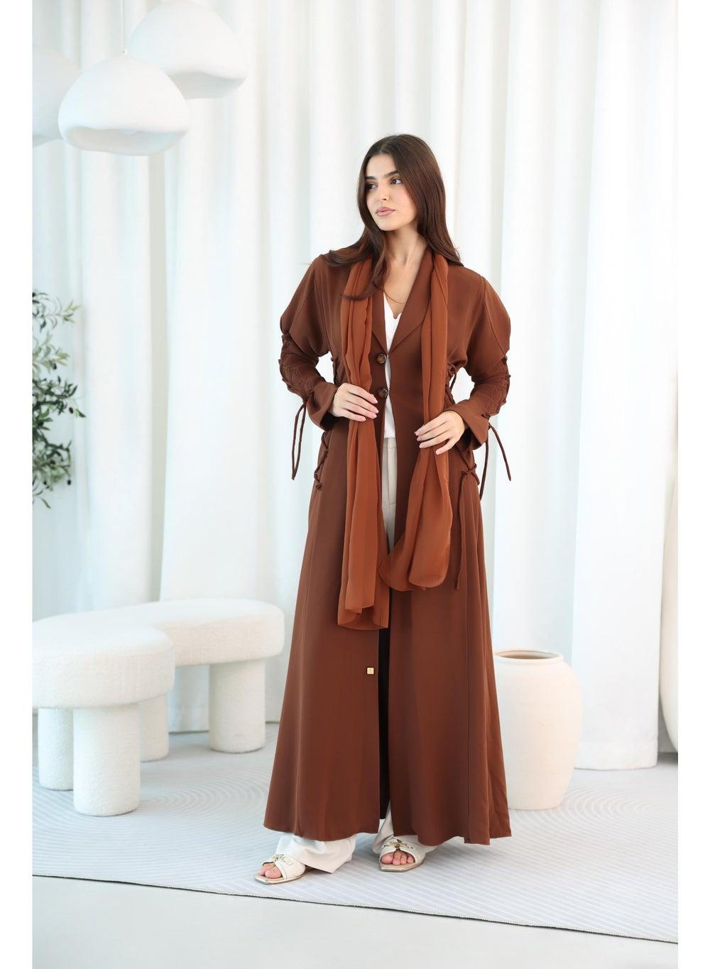 Blazer Design Tie Sleeves Abaya ABY1120 - Image 1