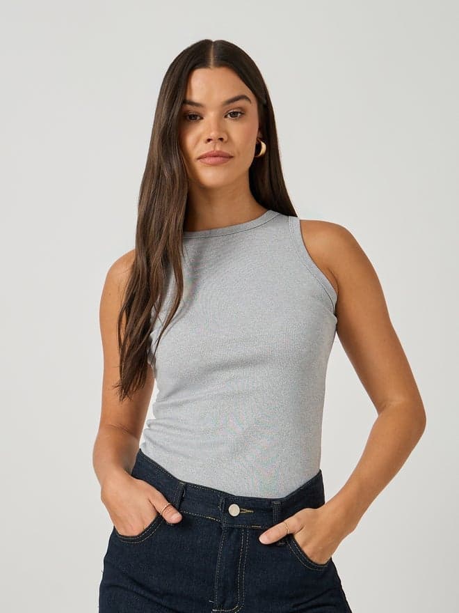 Styli Plain Round Neck Fitted Tank - Image 1