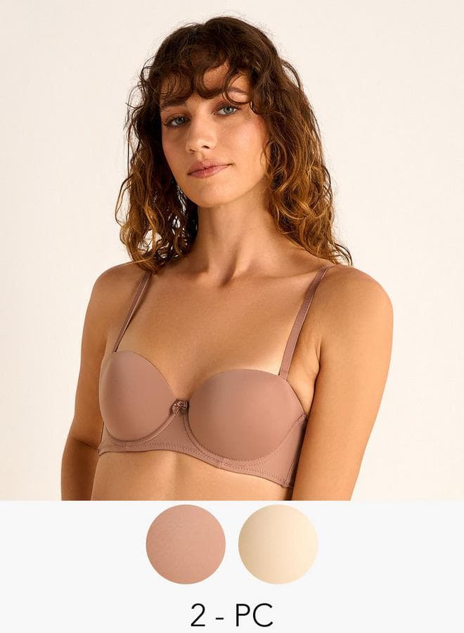 Set of 2 Bow Detail Wired Balconette Bras - Image 1