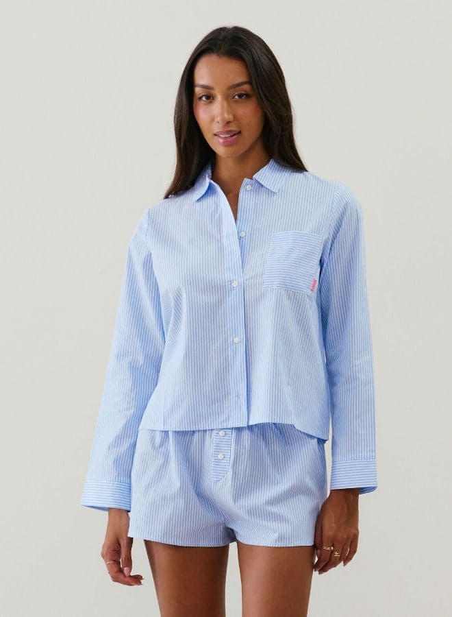 Striped Cotton Nightwear Shorts - Image 1