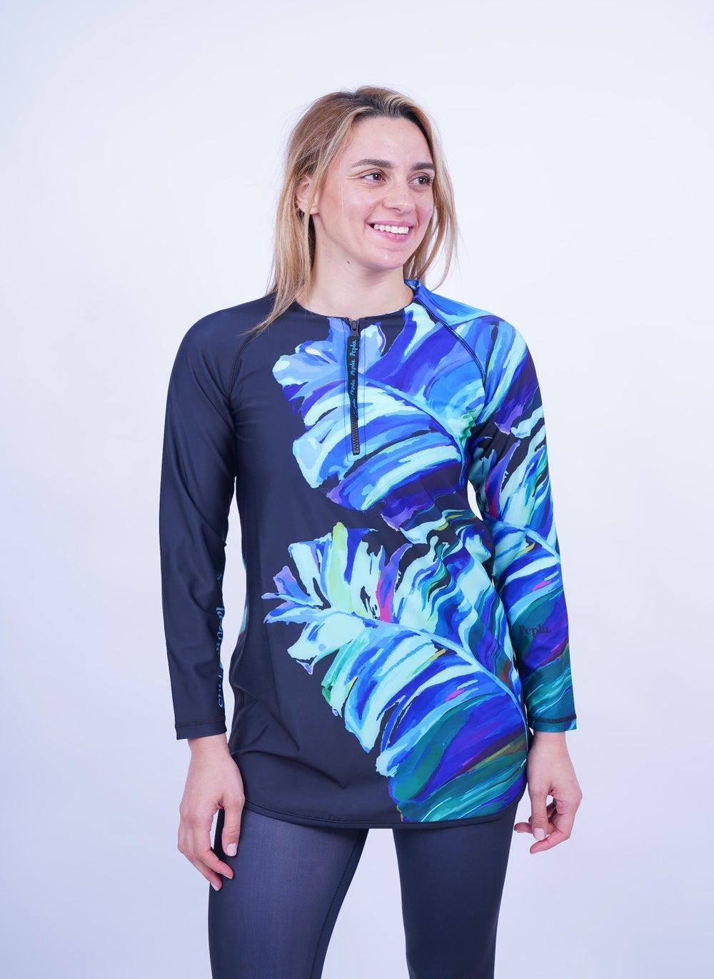 Banana Palm Long Rashguard Swimwear Top - Image 1