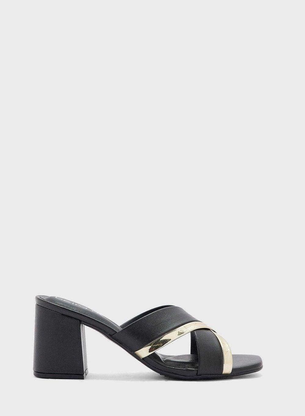 Cross Strap Mid Heel Sandals - Image 1