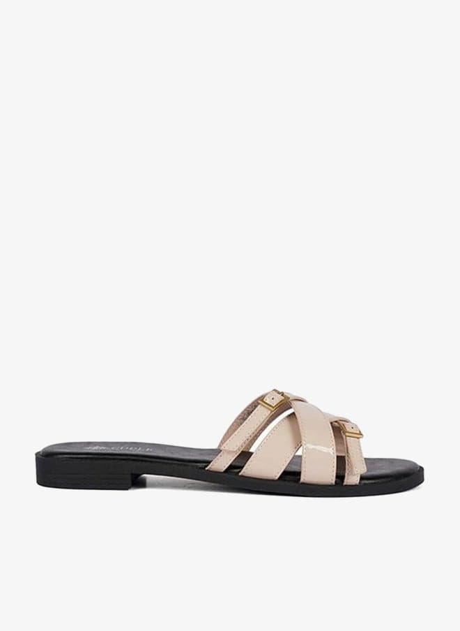 Ladies Slip-On Multi Strap Flat Sandals - Image 1