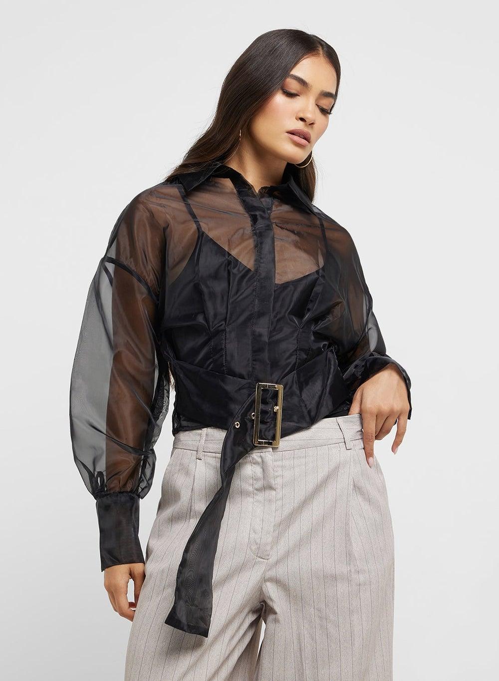 Sheer Belted Blouse - Image 1