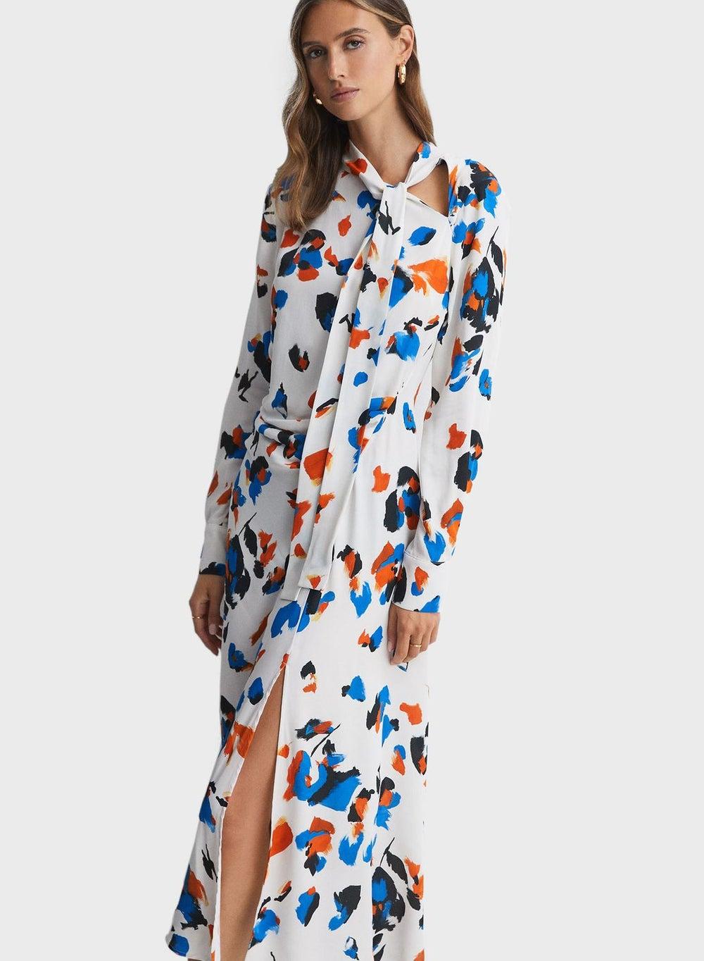 Floral Print Maxi Dress with Front Slit - Image 1