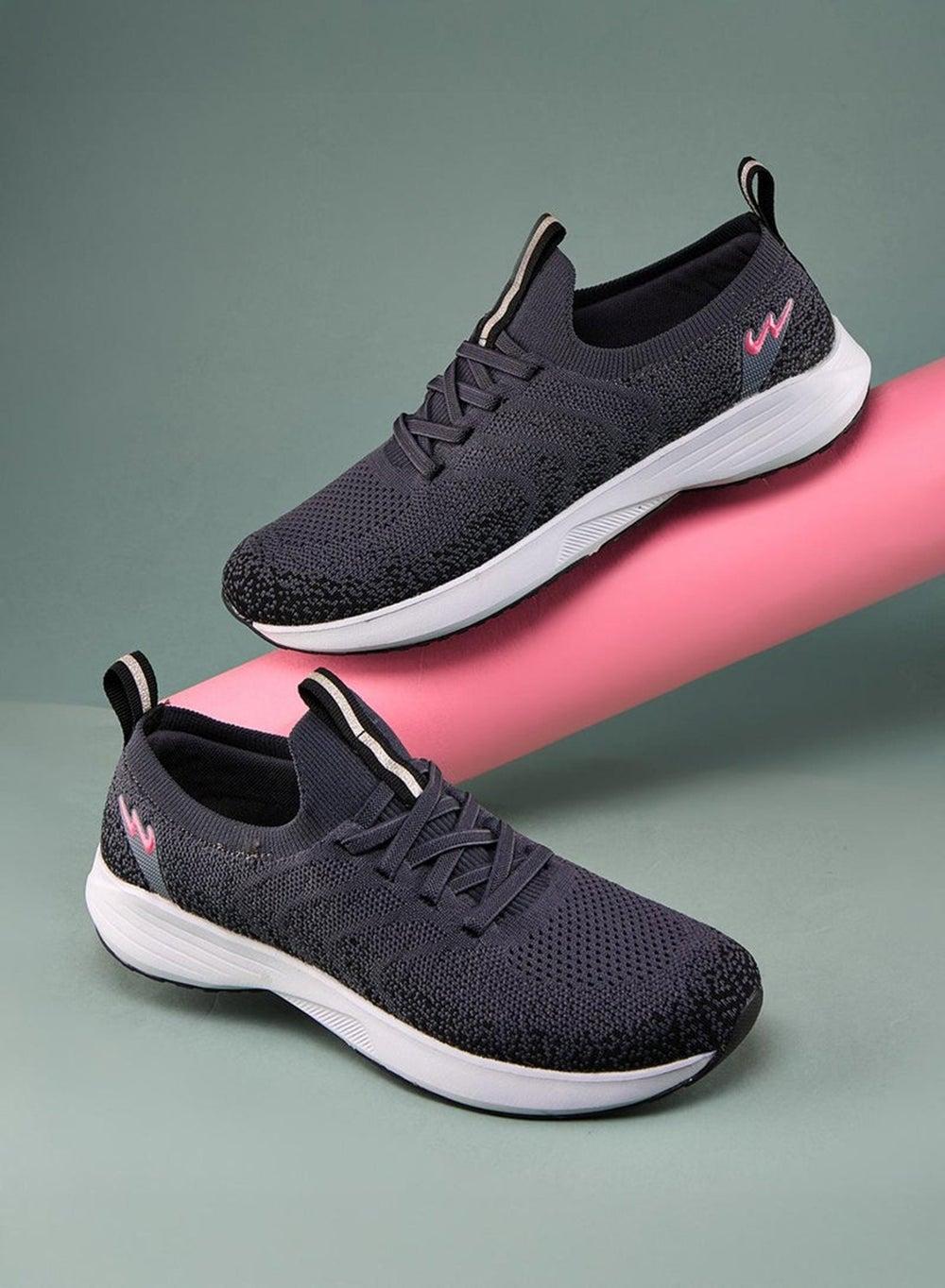 Women’s Grey Comfort Sneakers with Pink Accent - Image 1