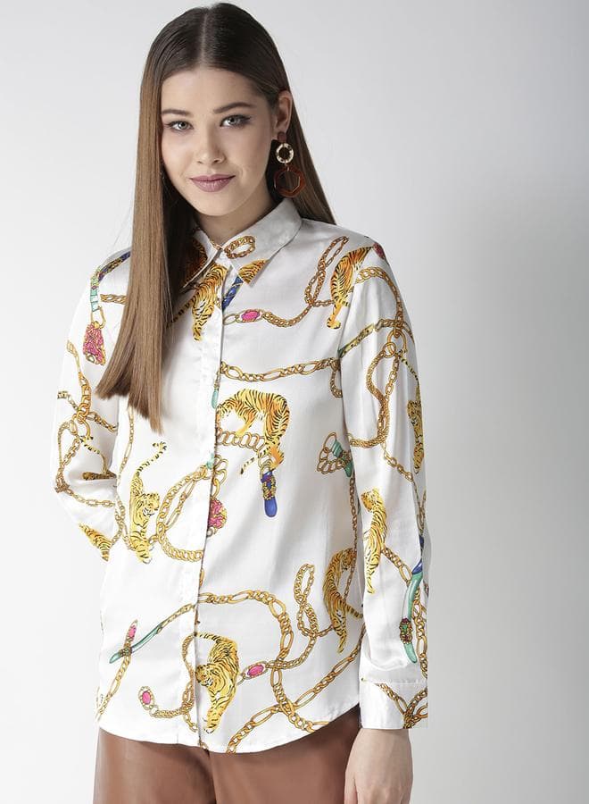 Animal Print Buttoned Long Sleeve Shirt - Image 1