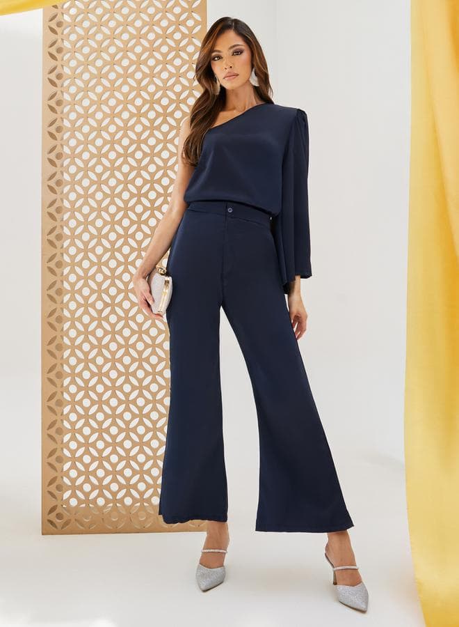 One Shoulder Flared Trousers Co-Ord Set - Image 1