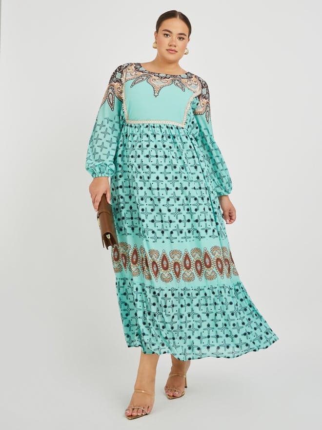 Printed Maxi Dress with Tiered Skirt - Image 1