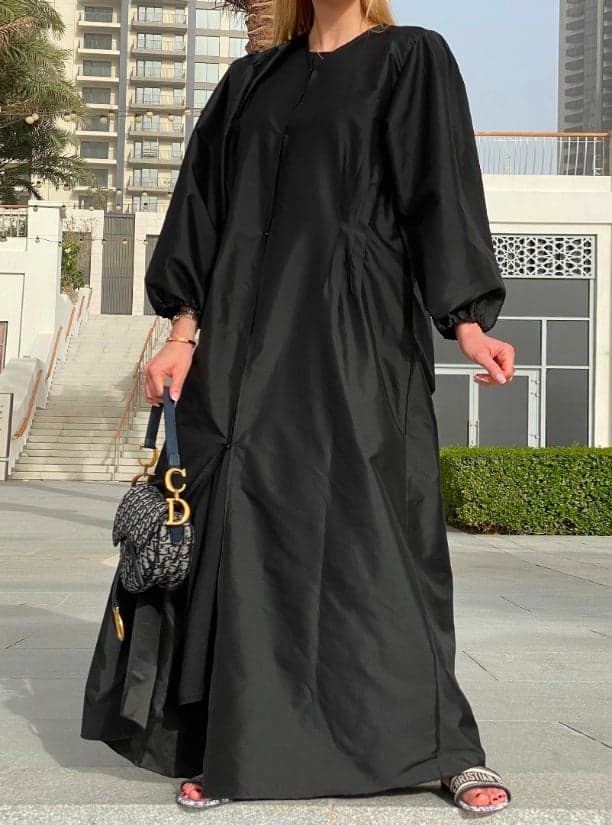 Bubble Sleeves & Gather Details Abaya Set - Image 1