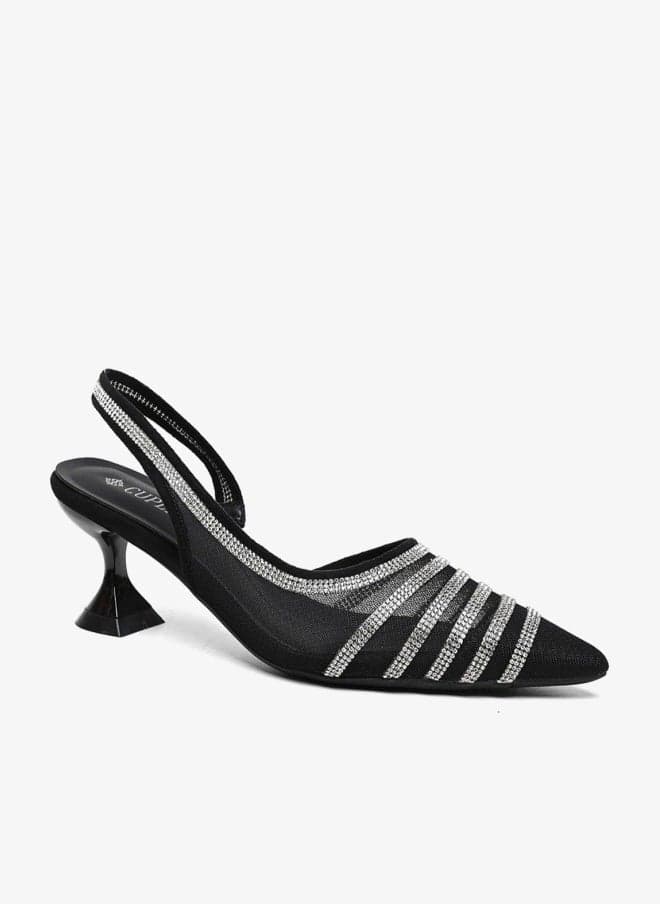 Slingback Embellished Heeled Sandals - Image 1