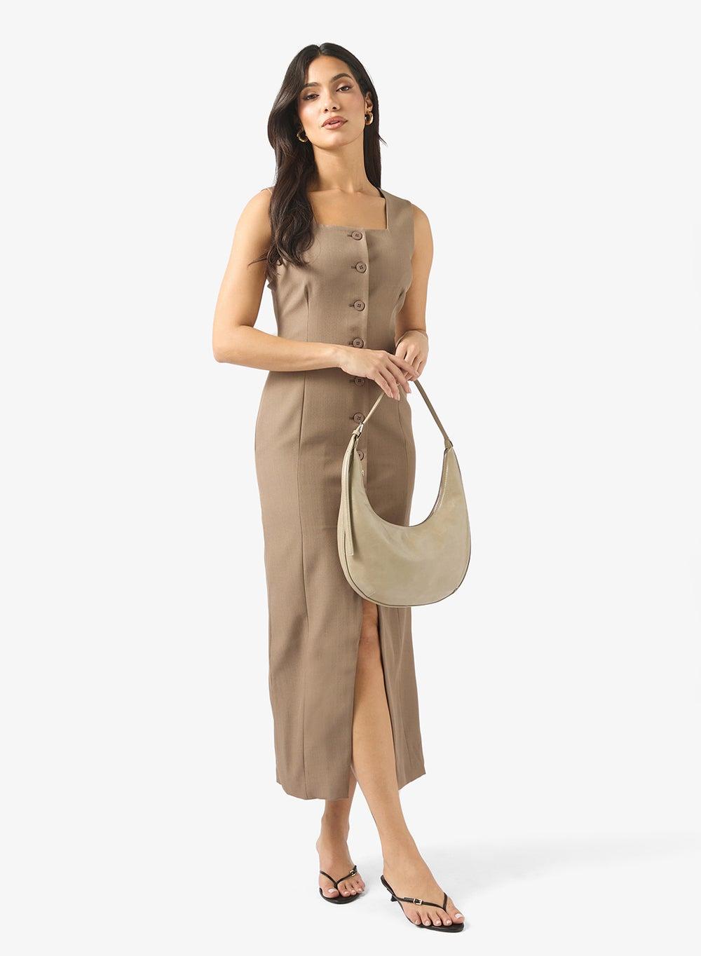 ALESSIA Front Slit Buttoned Maxi Dress - Image 1