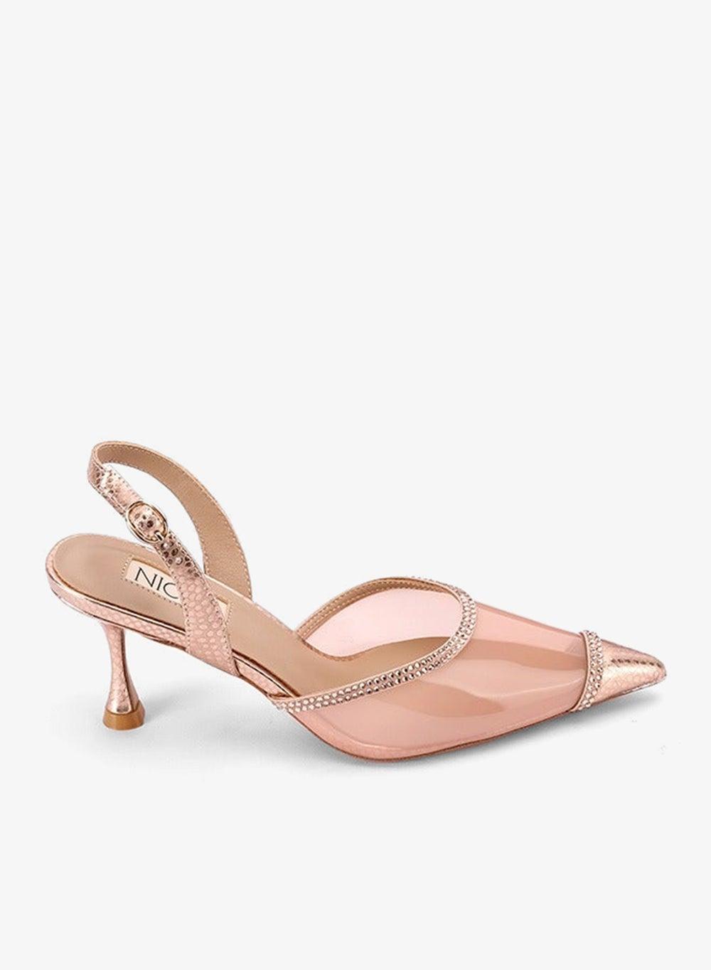 GINEVRA Crystal Bow Glossy Glass Pumps - Image 1