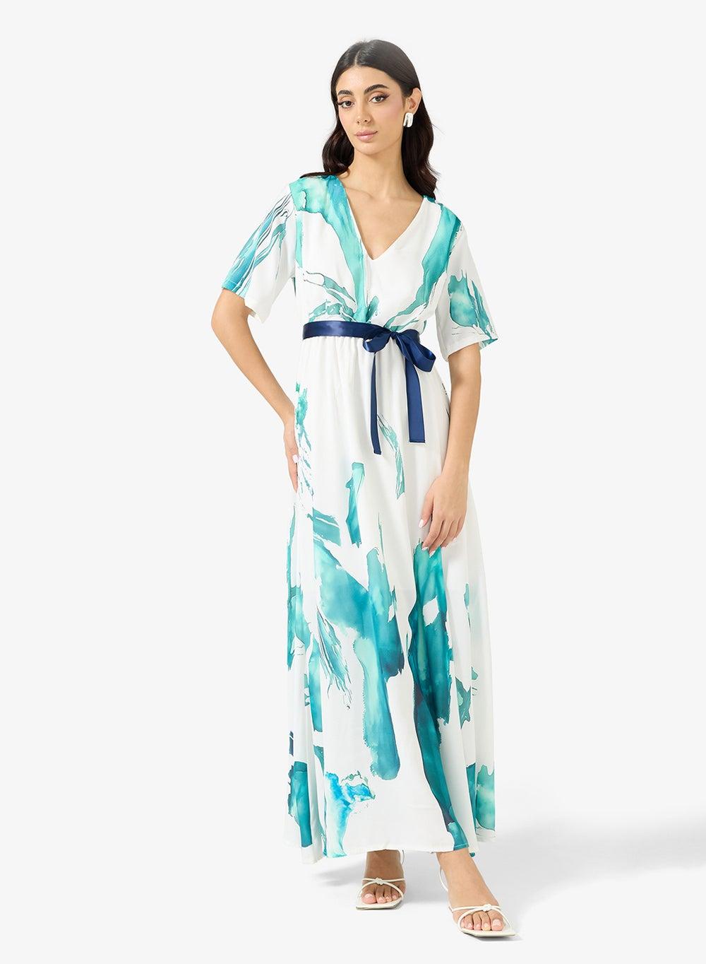 Abstract Print Maxi Dress - Image 1