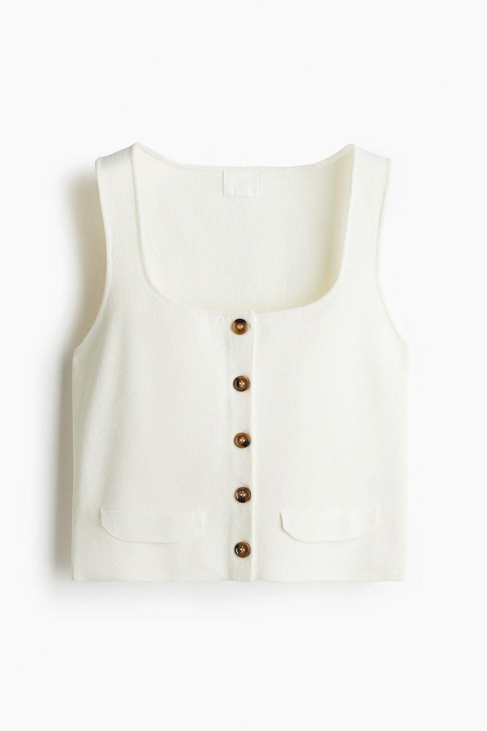 Knitted Waistcoat with Square Neckline - Image 1