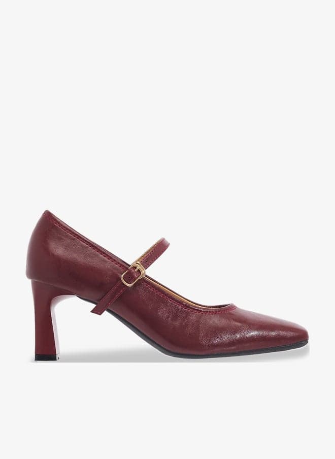 Ballet Mid Heel Strap Pumps - Image 1